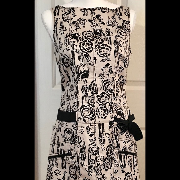 Terri Jon, black and taupe print dress - Picture 4 of 6